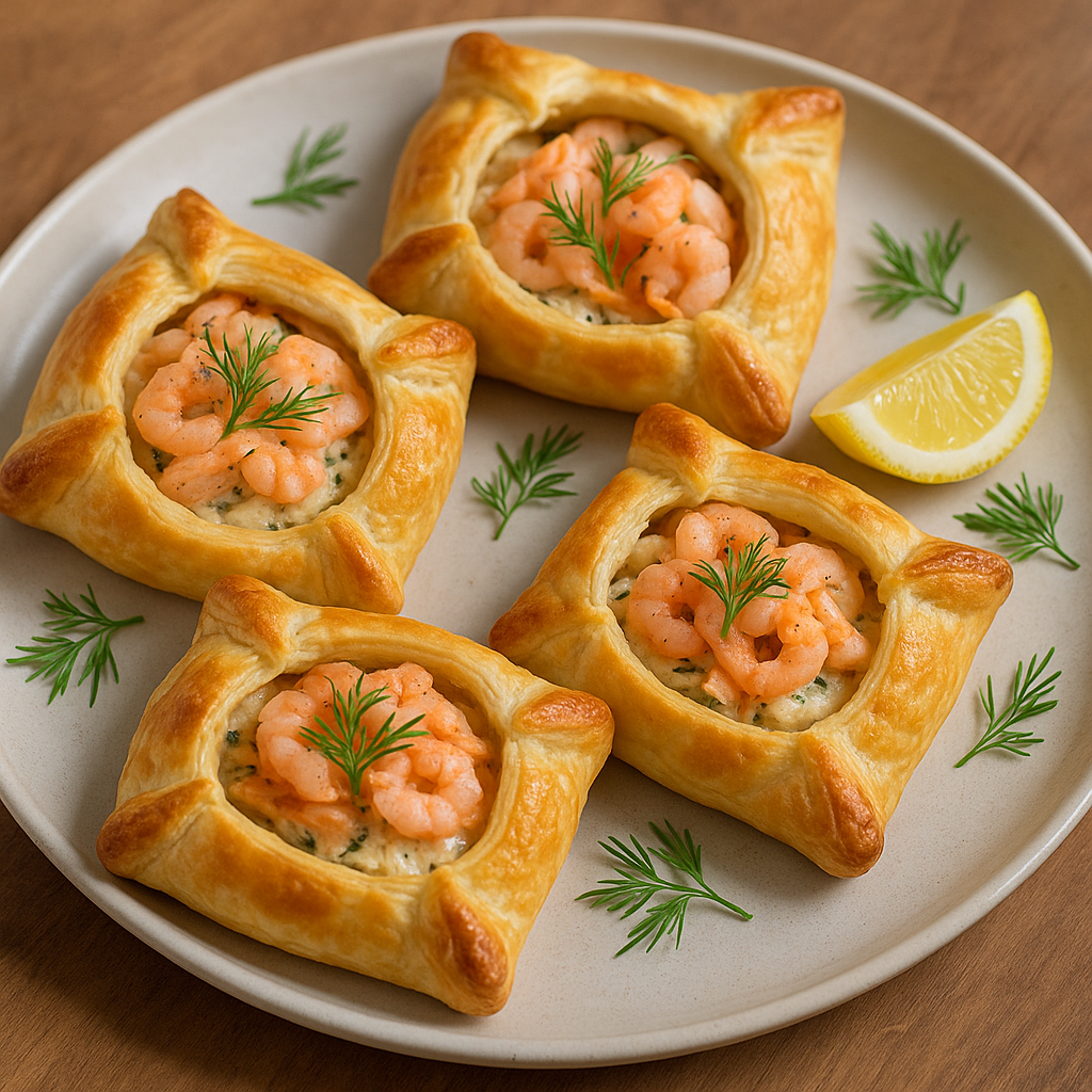 Opskrift med butterdej med laks og rejer - Tager maks 10 minutter